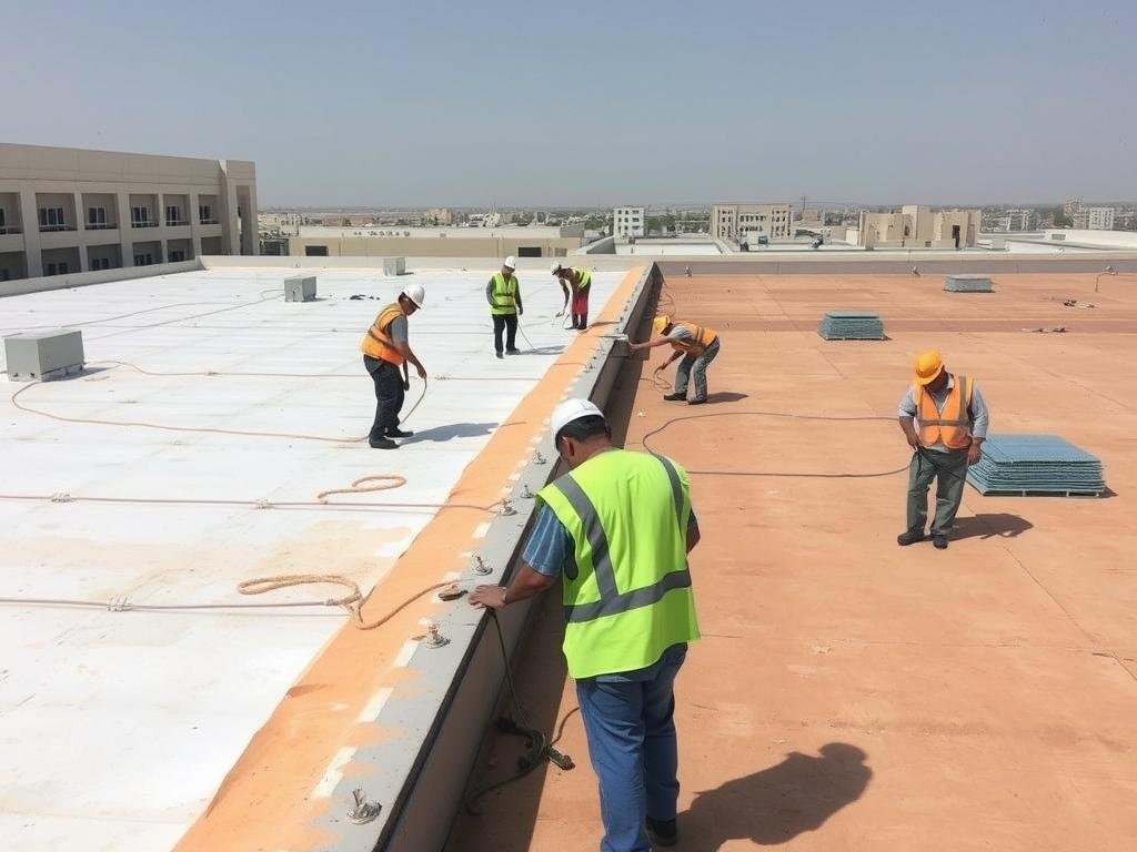 مشروع عزل مائي وحراري لمبنى تجاري