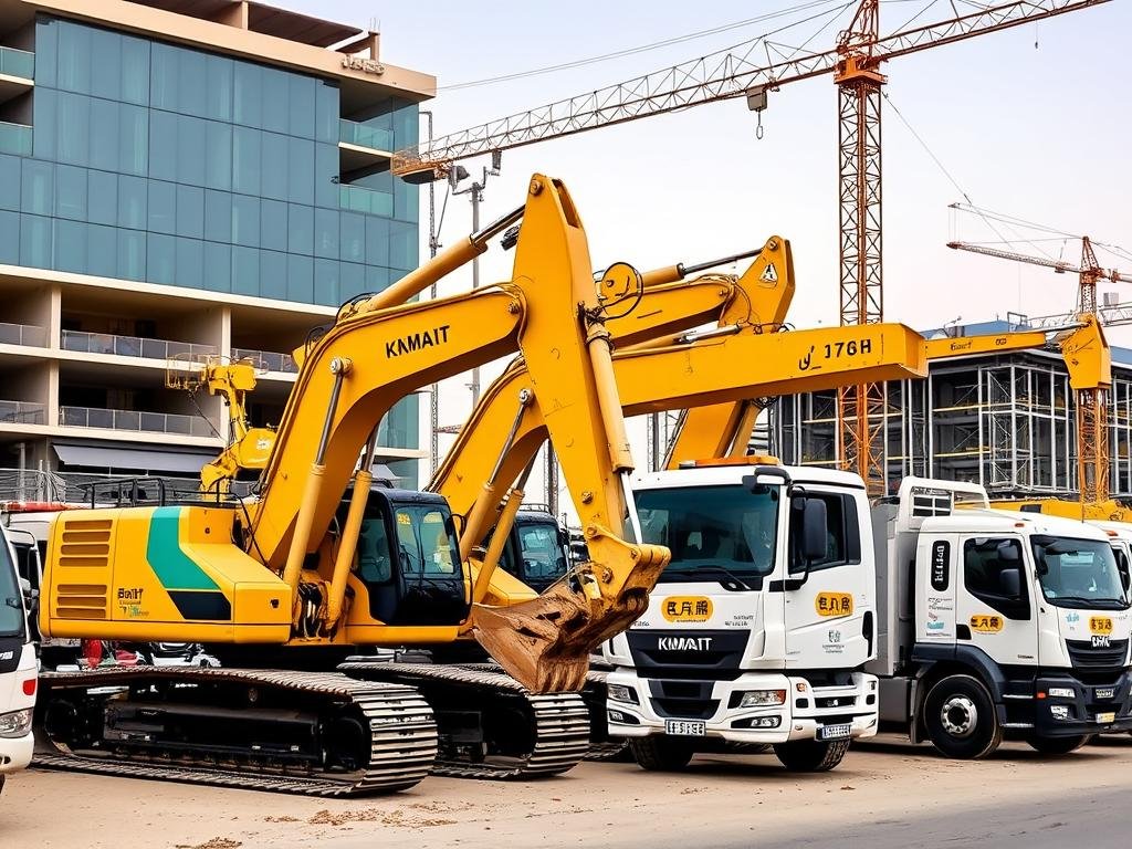 معدات بناء حديثة تابعة لشركة مقاولات كويتية