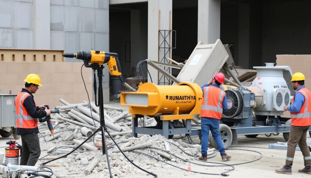 معدات تكسير حديثة يستخدمها مقاول تكسير الرميثية