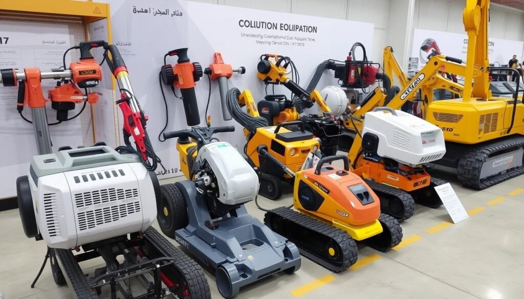 معدات حديثة مستخدمة في تكسير مباني الخالدية