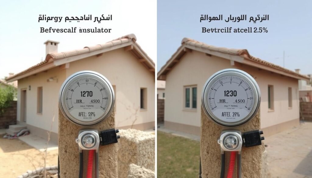 مقارنة بين استهلاك الطاقة قبل وبعد تركيب عازل أسطح كيفان