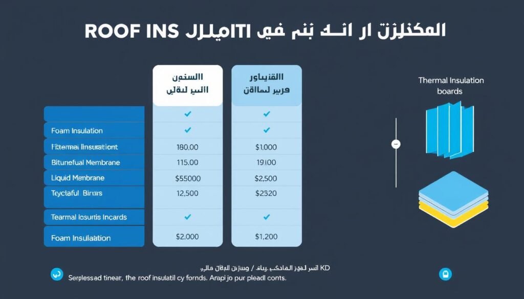 مقارنة بين تكلفة أنواع العزل المختلفة في سعد العبدالله