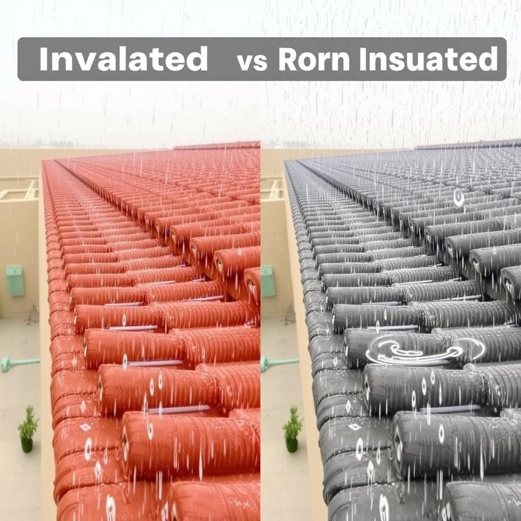 مقارنة بين سطح معزول وآخر غير معزول أثناء هطول الأمطار في الجابرية