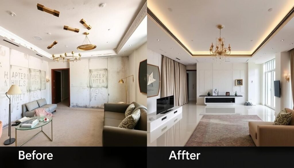 مقارنة بين شقة في الشامية قبل وبعد الترميم