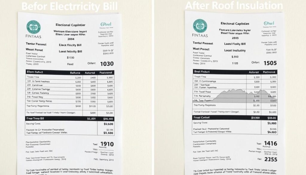 مقارنة بين فاتورة الكهرباء قبل وبعد عزل السطح في منزل بمنطقة الفنطاس