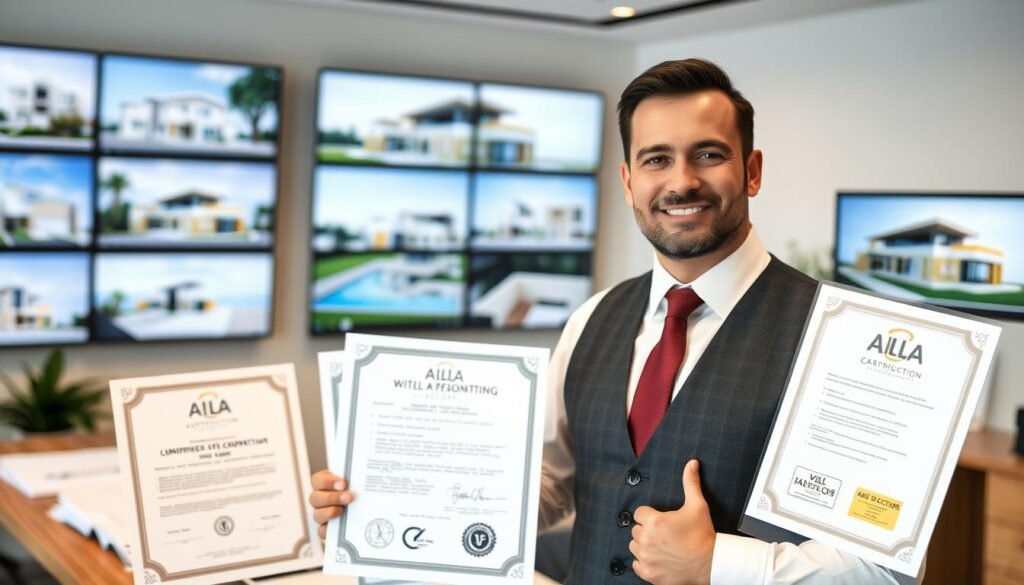مقاول بناء فلل محترف يستعرض الشهادات والتراخيص المهنية