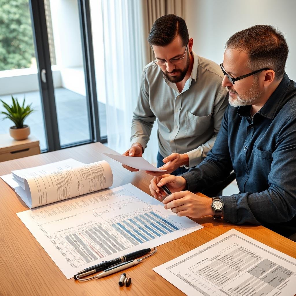 مقاول بناء فلل يناقش الميزانية مع العميل