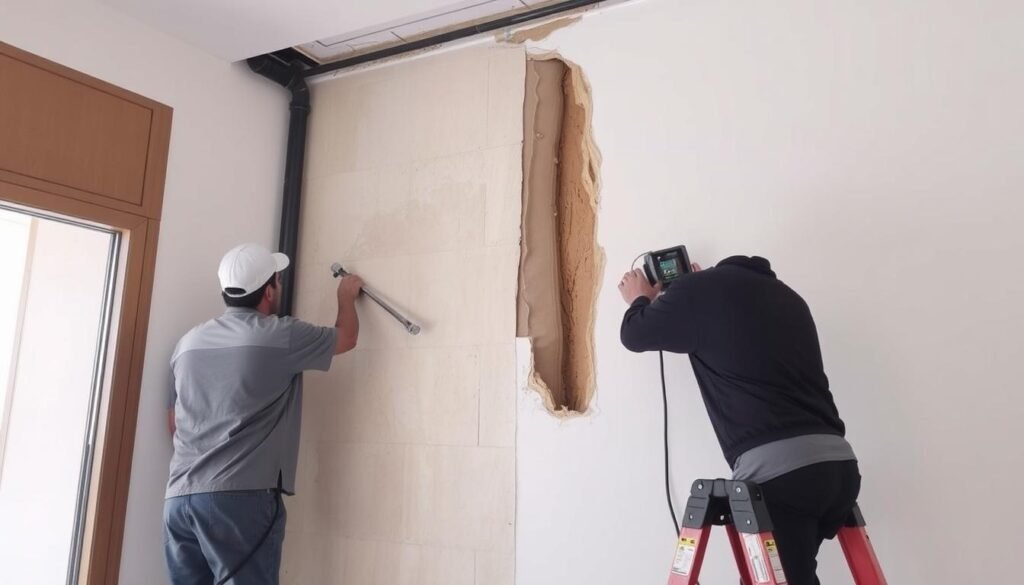 مقاول ترميم الرميثية يعالج مشكلة تسرب المياه والرطوبة في أحد المباني