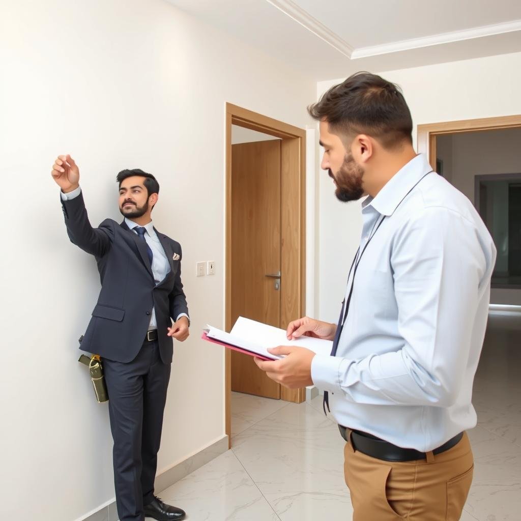 مقاول ترميم محترف يقوم بمعاينة شقة في الجابرية