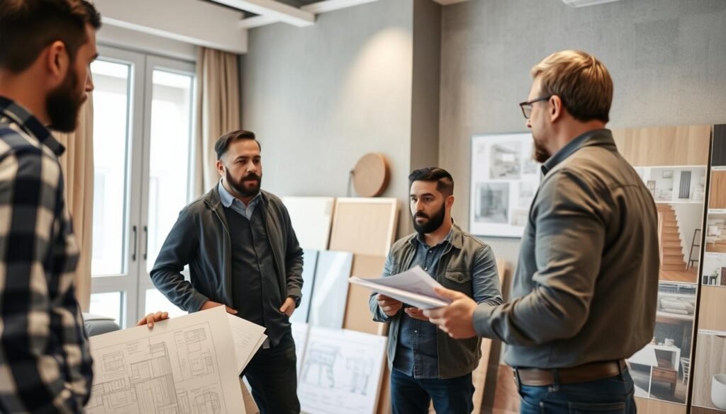 مقاول تشطيب يجيب على استفسارات العميل حول المشروع