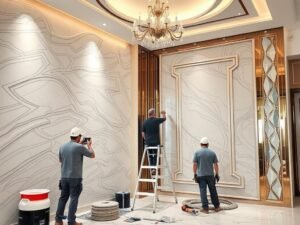 مقاول تشطيب يعمل على ديكورات داخلية فاخرة