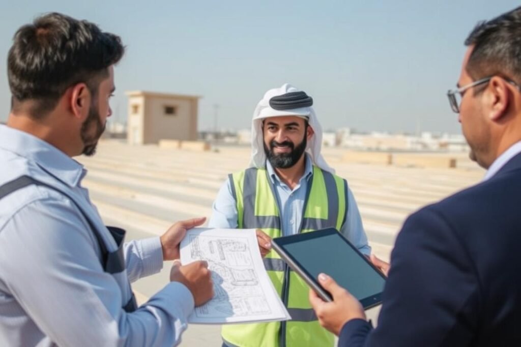 مقاول عازل أسطح حولي محترف يقدم استشارة لأحد العملاء