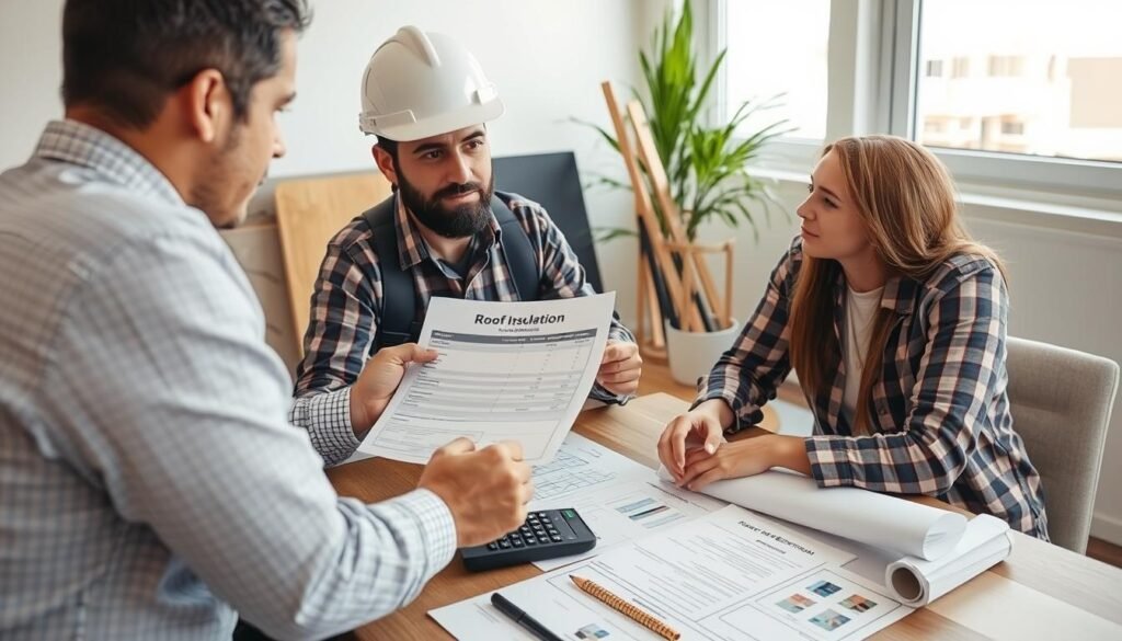 مقاول عازل أسطح حولي يقدم عرض سعر لأحد العملاء