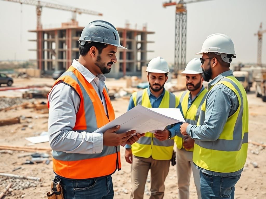 مقاول عام يشرف على مشروع بناء متكامل