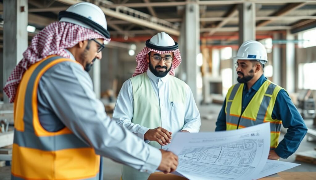 مقاول عام يعمل على حل مشكلة في موقع البناء