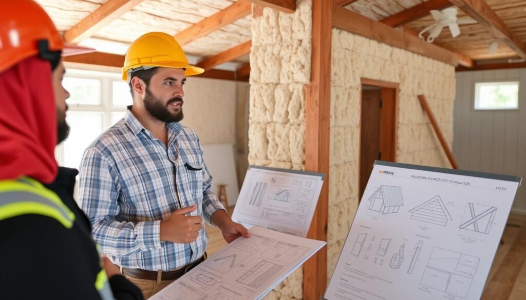 مقاول عزل أسطح الرميثية يقدم استشارة لأحد العملاء حول أفضل أنواع العزل