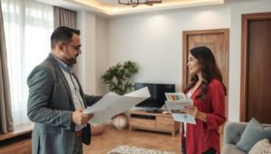 مقاول محترف يناقش خطة ترميم شقة في الشامية مع العميل مقاول محترف يناقش خطة ترميم شقة في الشامية مع العميل