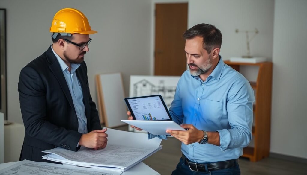 مقاول هدم يناقش تكاليف المشروع مع العميل