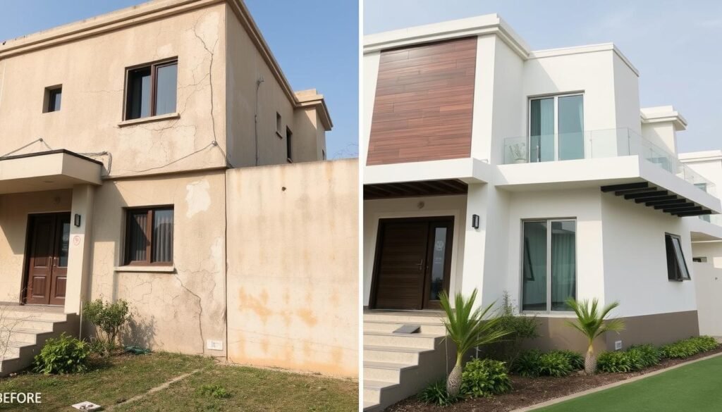 منزل في السالمية قبل وبعد الترميم يظهر الفرق الكبير في المظهر والجودة