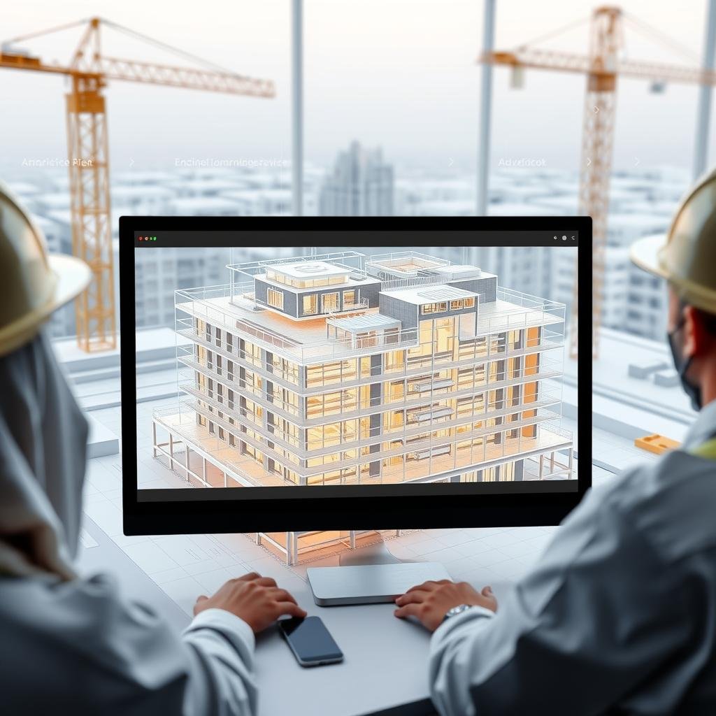 نمذجة معلومات البناء BIM في مشروع إنشائي