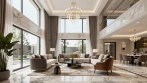 تصميم داخلي فاخر لفيلا بعد الترميم