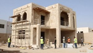فريق عمل يقوم بترميم منزل قديم في الكويت