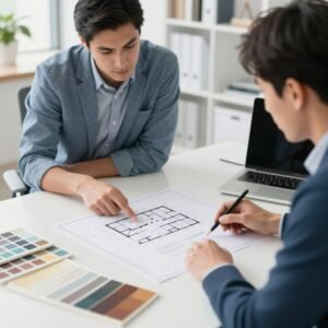مرحلة التخطيط والتصميم لترميم الشقة