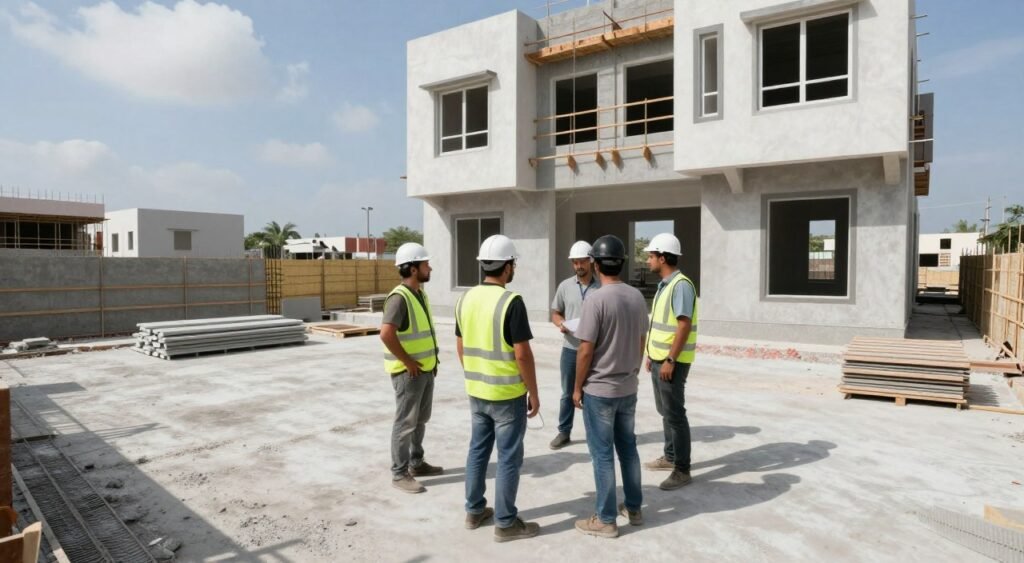 تنفيذ أعمال مقاولات بناء داخل موقع سكني تنفيذ أعمال مقاولات بناء داخل موقع سكني