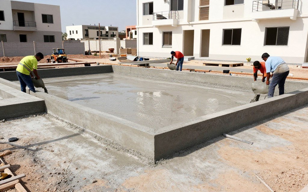 صب أساسات ملحق منزلي